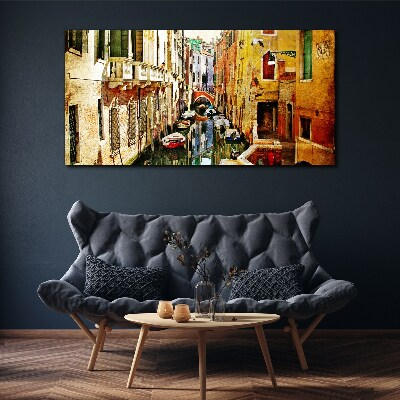 Schilderij op doek Venetiaanse straat met een gracht