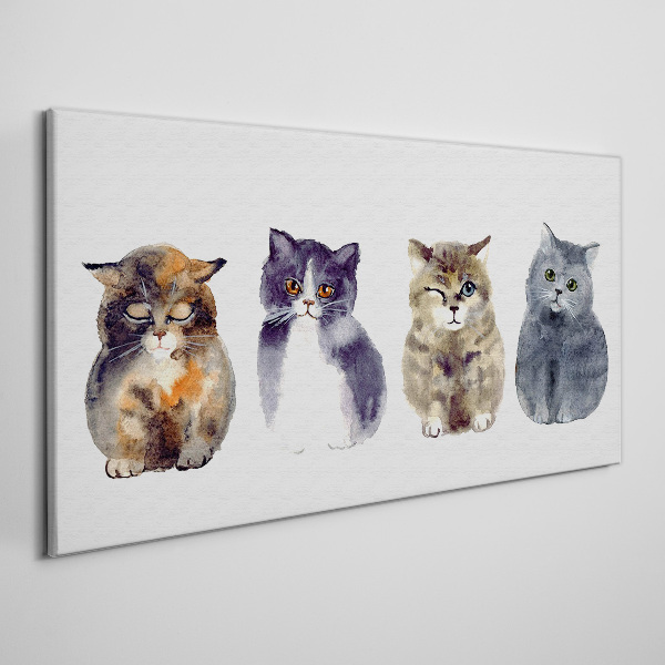 Canvas schilderij Aquarel kattenportretten