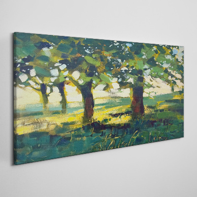 Foto op canvas Zomerbomen in het zonlicht