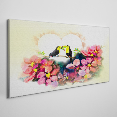 Schilderij op doek Liefde tussen de bloemen