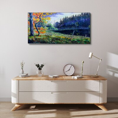 Foto op canvas Herfstlandschap aan het meer