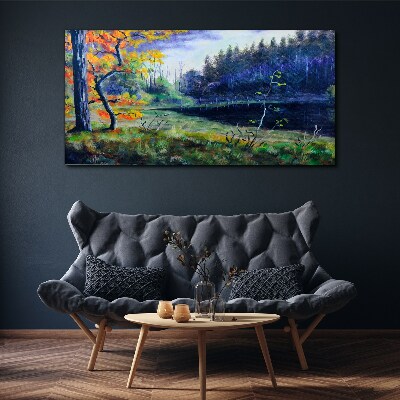 Foto op canvas Herfstlandschap aan het meer