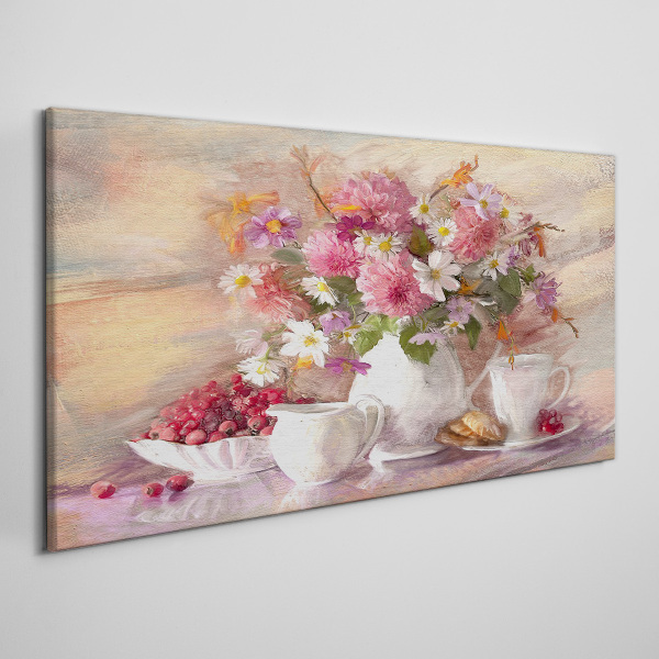 Canvas schilderij Bloemstuk op tafel