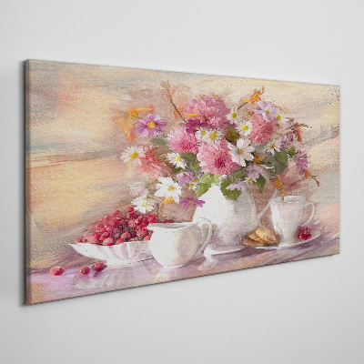 Canvas schilderij Bloemstuk op tafel