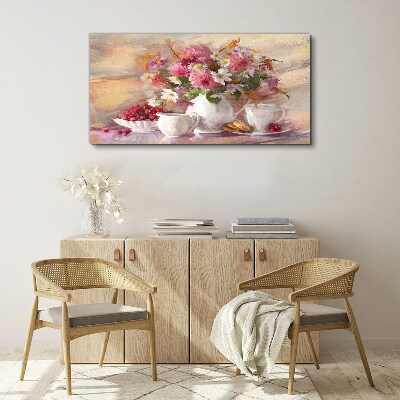 Canvas schilderij Bloemstuk op tafel