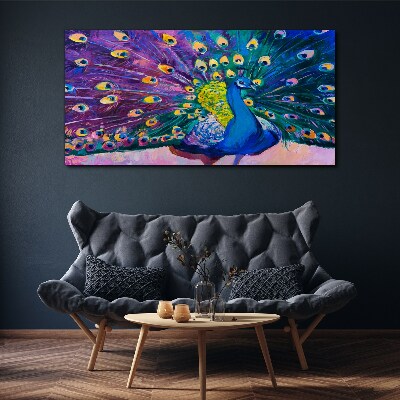 Schilderij op doek Een kleurrijke pauw in de lente-aura