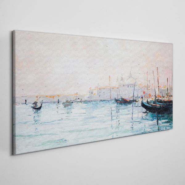 Canvas schilderij Een rustige haven in de ochtend