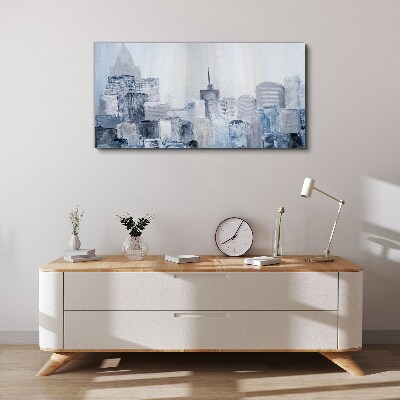 Schilderij op doek Grijsblauw panorama van de stad