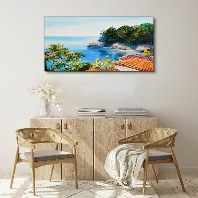 Foto op canvas De vredige kust van het zeegezicht