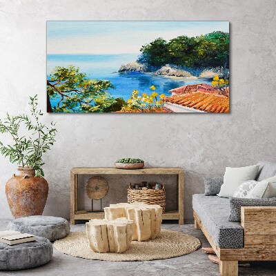 Foto op canvas De vredige kust van het zeegezicht