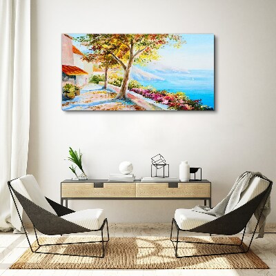 Schilderij op doek Zomerse kustlandschap