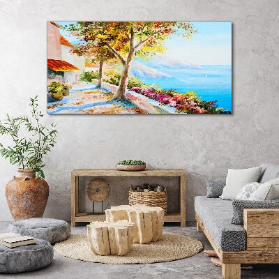 Schilderij op doek Zomerse kustlandschap