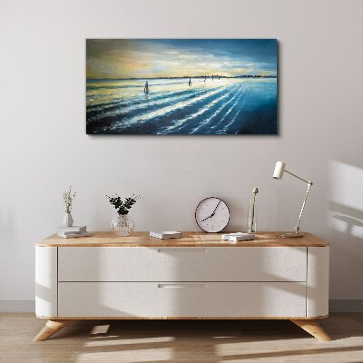 Schilderij op doek Een rustige haven bij zonsondergang