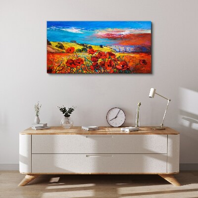 Foto op canvas Bloemenvelden in de zomerzon