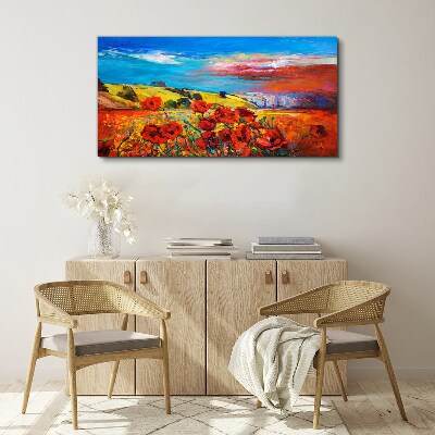 Foto op canvas Bloemenvelden in de zomerzon