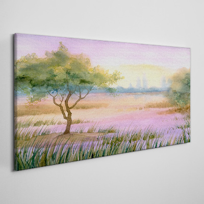 Canvas schilderij Ochtendlandschap met een boom