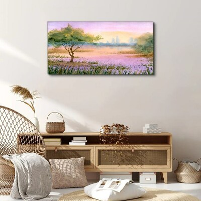 Canvas schilderij Ochtendlandschap met een boom