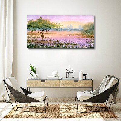 Canvas schilderij Ochtendlandschap met een boom