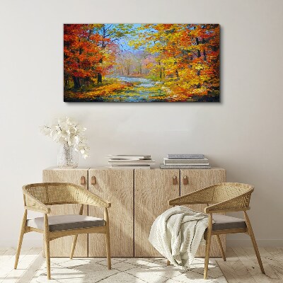 Canvas schilderij Herfstlandschap in het bos