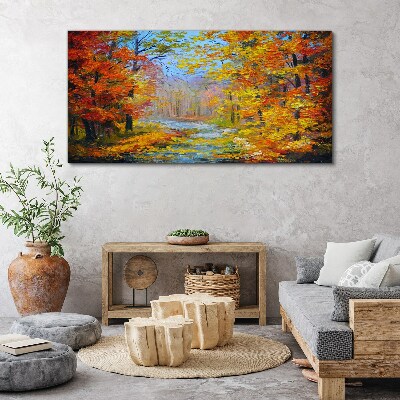 Canvas schilderij Herfstlandschap in het bos