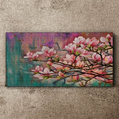 Schilderij op doek Magnoliabloemen tegen de achtergrond van de lente