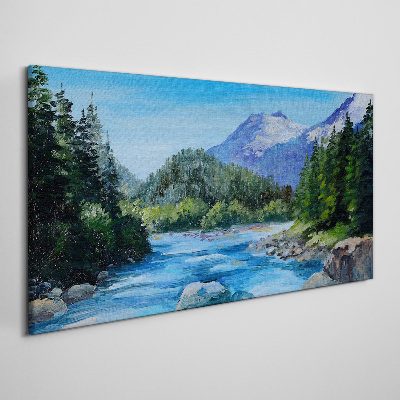 Foto op canvas Berglandschap met een rivier