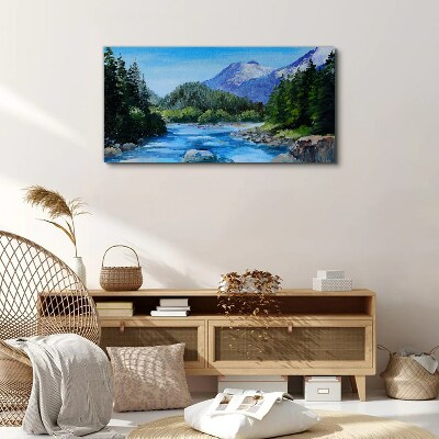 Foto op canvas Berglandschap met een rivier