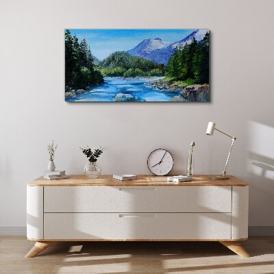 Foto op canvas Berglandschap met een rivier
