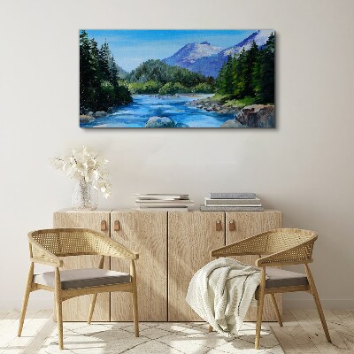 Foto op canvas Berglandschap met een rivier