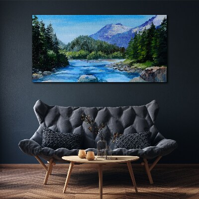 Foto op canvas Berglandschap met een rivier
