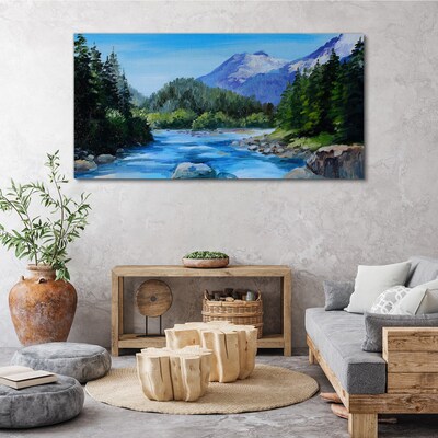 Foto op canvas Berglandschap met een rivier