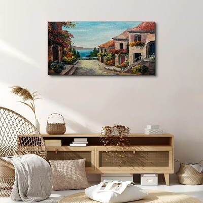 Schilderij op doek Een charmante straat aan zee
