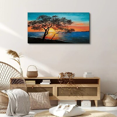 Foto op canvas Zonsondergang over het meer