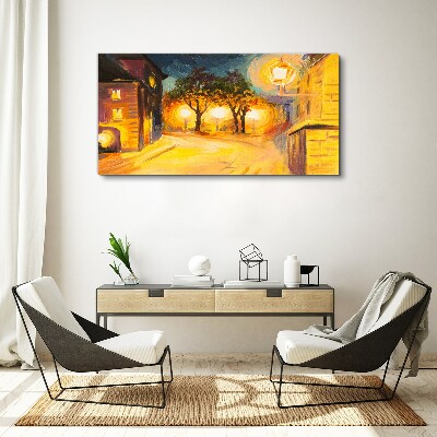Schilderij op doek Een gouden avond in de stad