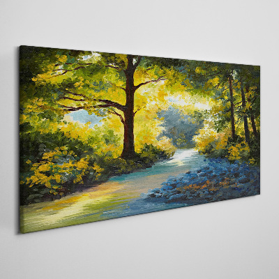 Canvas schilderij Gouden licht in het boslandschap
