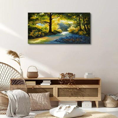 Canvas schilderij Gouden licht in het boslandschap