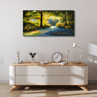 Canvas schilderij Gouden licht in het boslandschap