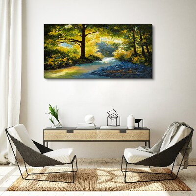 Canvas schilderij Gouden licht in het boslandschap