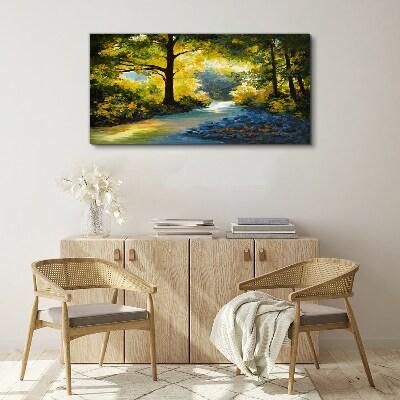 Canvas schilderij Gouden licht in het boslandschap