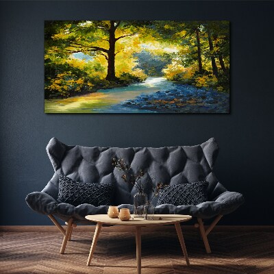 Canvas schilderij Gouden licht in het boslandschap