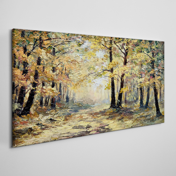 Canvas schilderij Gouden bos in herfstaura