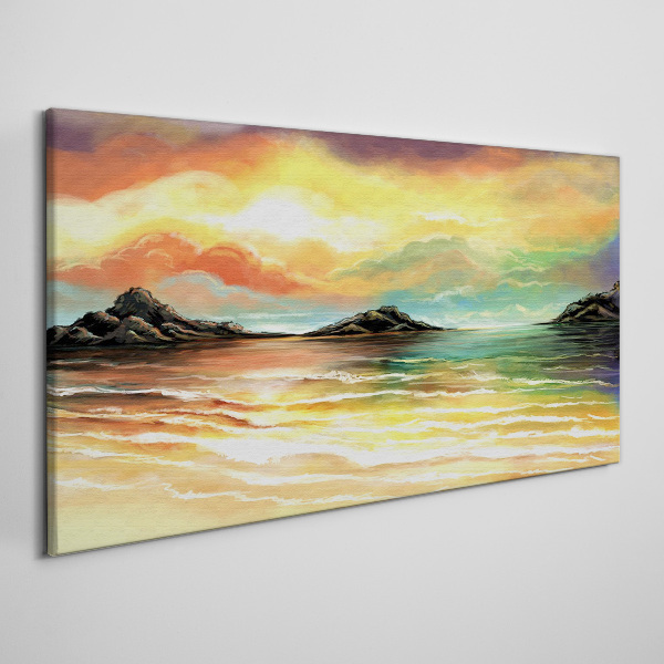 Canvas schilderij Een vredige zonsondergang boven de zee