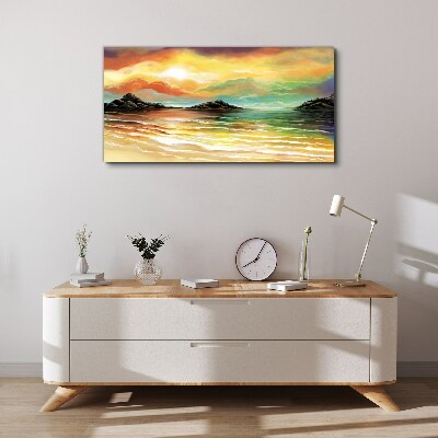Canvas schilderij Een vredige zonsondergang boven de zee