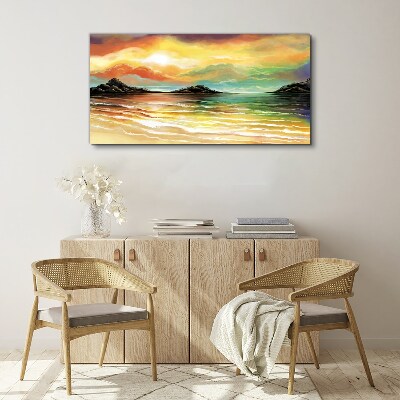 Canvas schilderij Een vredige zonsondergang boven de zee