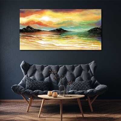 Canvas schilderij Een vredige zonsondergang boven de zee