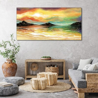 Canvas schilderij Een vredige zonsondergang boven de zee