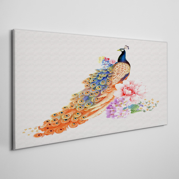 Schilderij op doek Pauwen tussen de bloemen