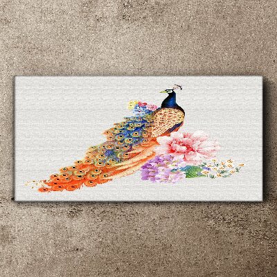 Schilderij op doek Pauwen tussen de bloemen