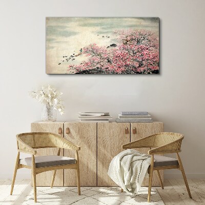 Foto op canvas Lentelandschap met bloeiende bomen