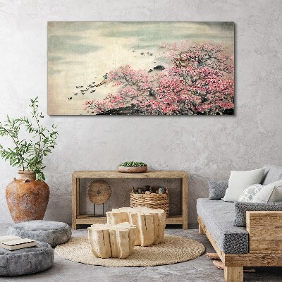 Foto op canvas Lentelandschap met bloeiende bomen